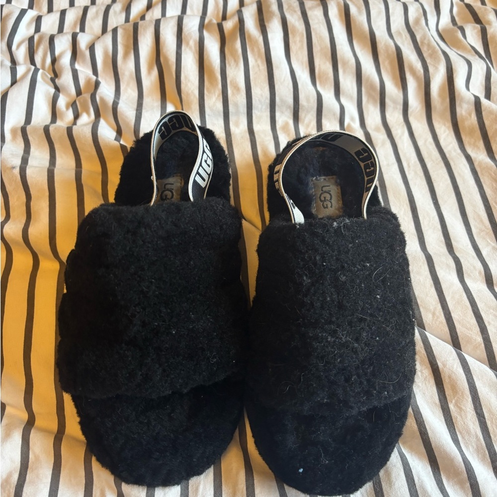 UGG Black Plush Indoor Slippers